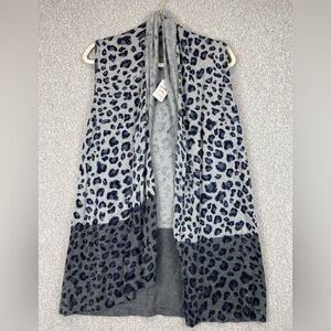 Neiman Marcus leopard print cardigan S silk & cashmere open front long